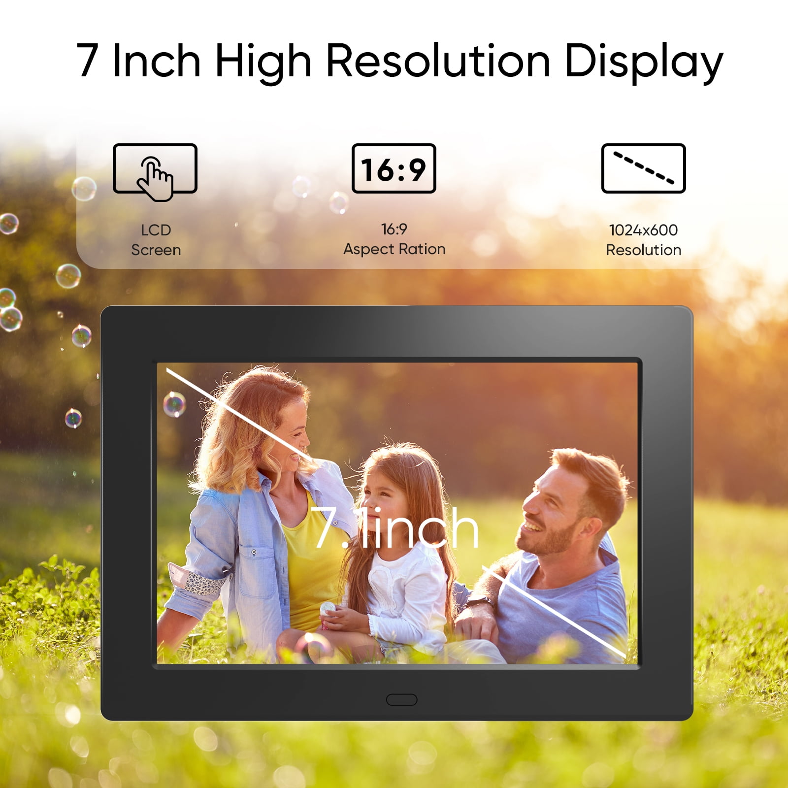 Sonicgrace 7 Inch Digital Photo Frame with Remote Control Not WiFi Version, Gifts for Mothers Day