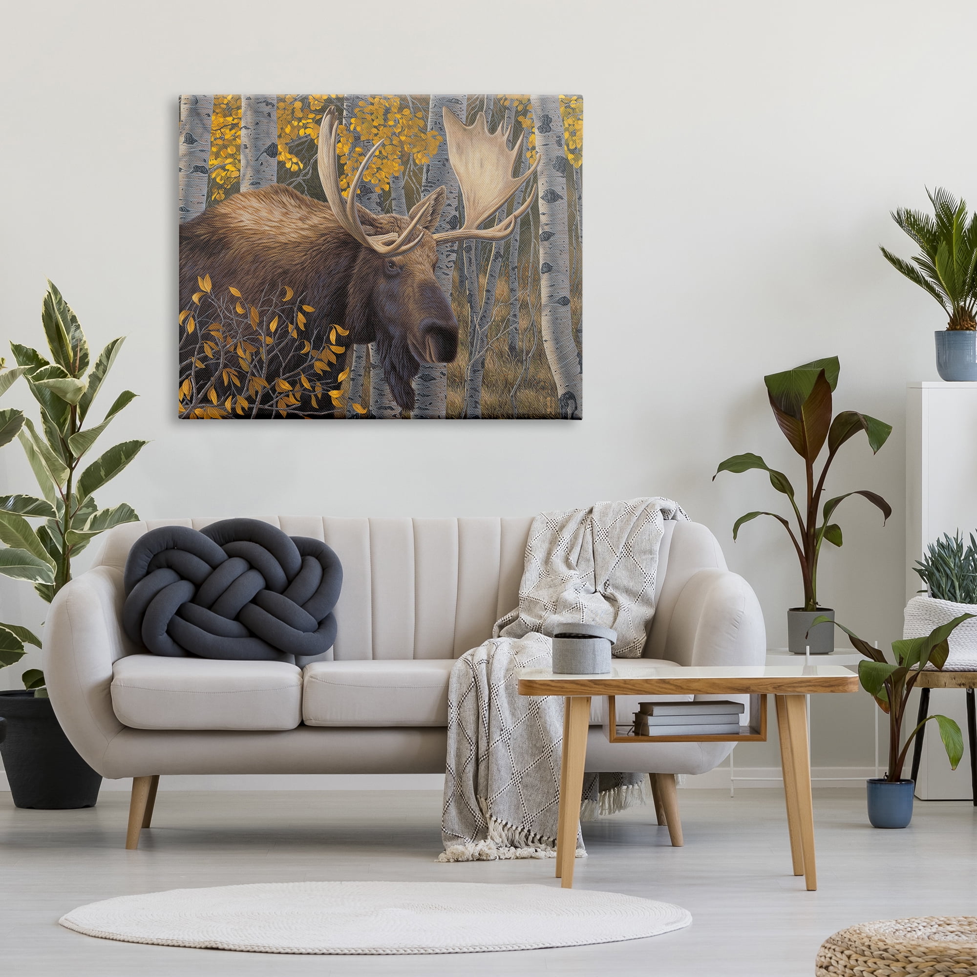Stupell Industries Moose in Fall Foliage Animals & Insects Painting Gallery Wrapped Canvas Art Print Wall Art, 48 x 36