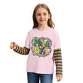 thumbnail image 3 of KKBOTIVE Kids Mardi Gras Outfit Casual Striped Long Sleeve Shirt Round Neck Tops for Boys Girls Daily Festive Tees Pullover, Light Pink Size: 7-8 Years, 3 of 6