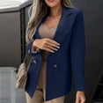 thumbnail image 6 of Blmnix Blue Going Out Jackets for Women Blazer Long Sleeve Work Solid Long Suit Tops for Teen Loose, 6 of 9