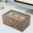 thumbnail image 3 of 24 Slot Leather Watch Box Case Organizer Glass Display Jewelry Storage with Drawer, 3 of 16