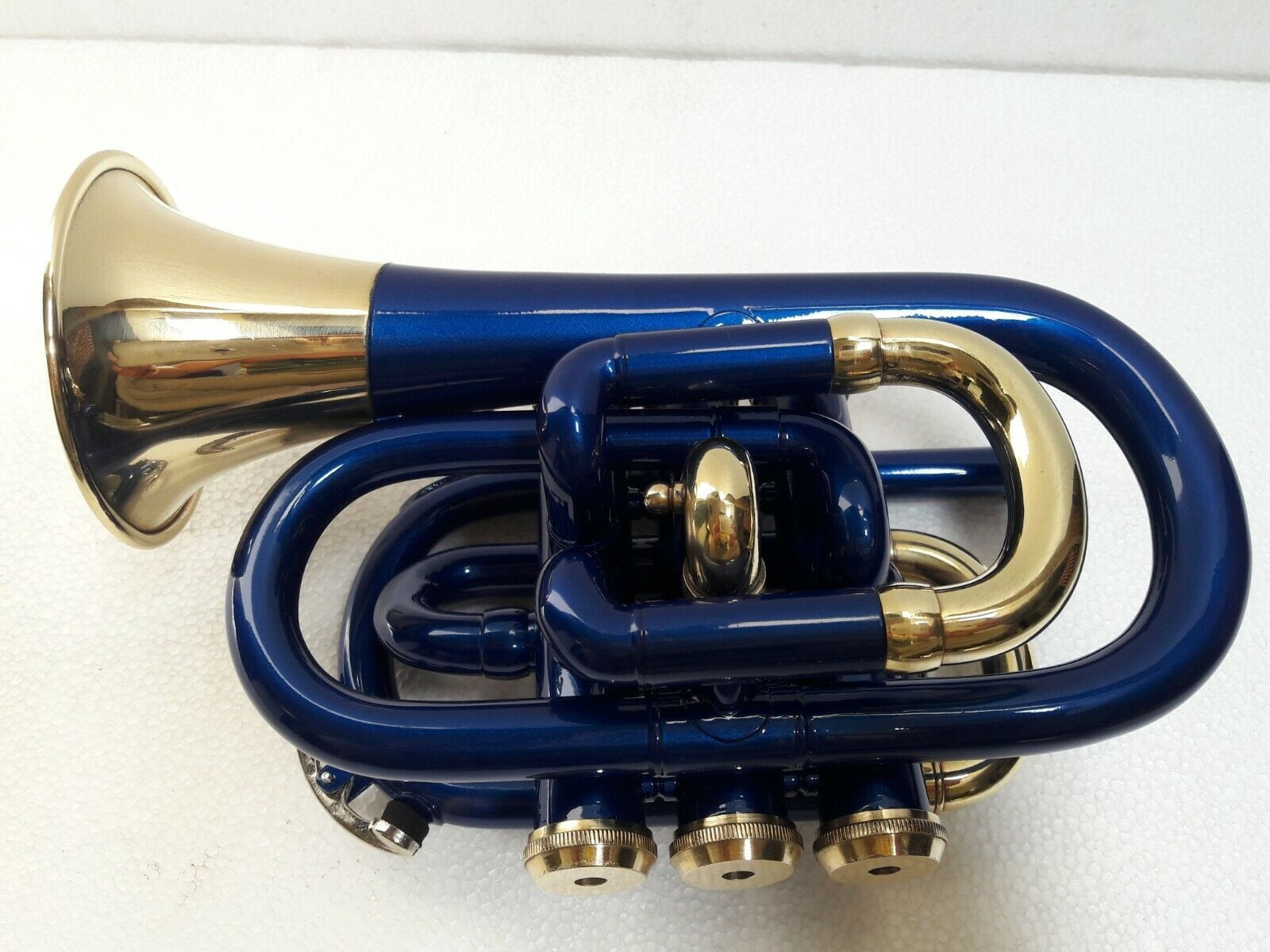 SAI MUSICAL POCKET TRUMPET Bb_PITCH BLUE BRASS WITH FREE HARD CASE + MP-78