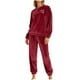 thumbnail image 2 of Conjunto de pijama de terciopelo grueso y cálido para mujer, con cuello redondo, estampado y pantalones de poliéster para invierno., 2 of 5