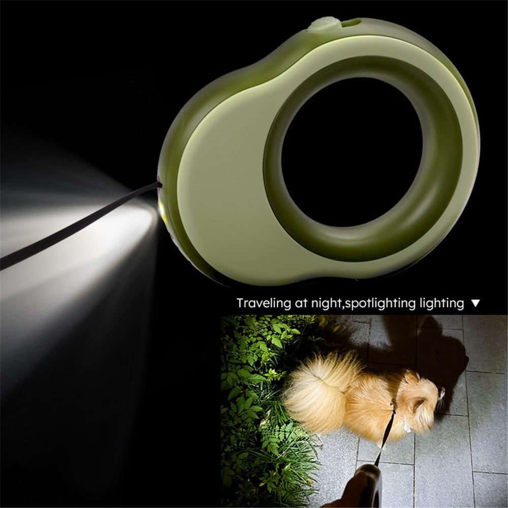 Scalable dog leash, 11.5 foot heavy-duty pet walking leather, suitable for small dogs or cats weighing 0-55 pounds, tangle free. One handed brake (green)