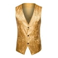 thumbnail image 3 of IDALL Vest for Men Dress Shirts for Men Suits Suit Vest V Neck Silm Fit Floral Formal Suit Waist Coat Lightweight for Wedding Prom Business Suit Comfort Colors Tshirt Yellow 2XL, 3 of 7
