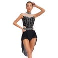 thumbnail image 2 of Aislor Women's Rhinestone Lyrical Jazz Dance Leotard Ballroom Tango Dance Dress Prom Party Mock Neck Bodysuit Black S, 2 of 7