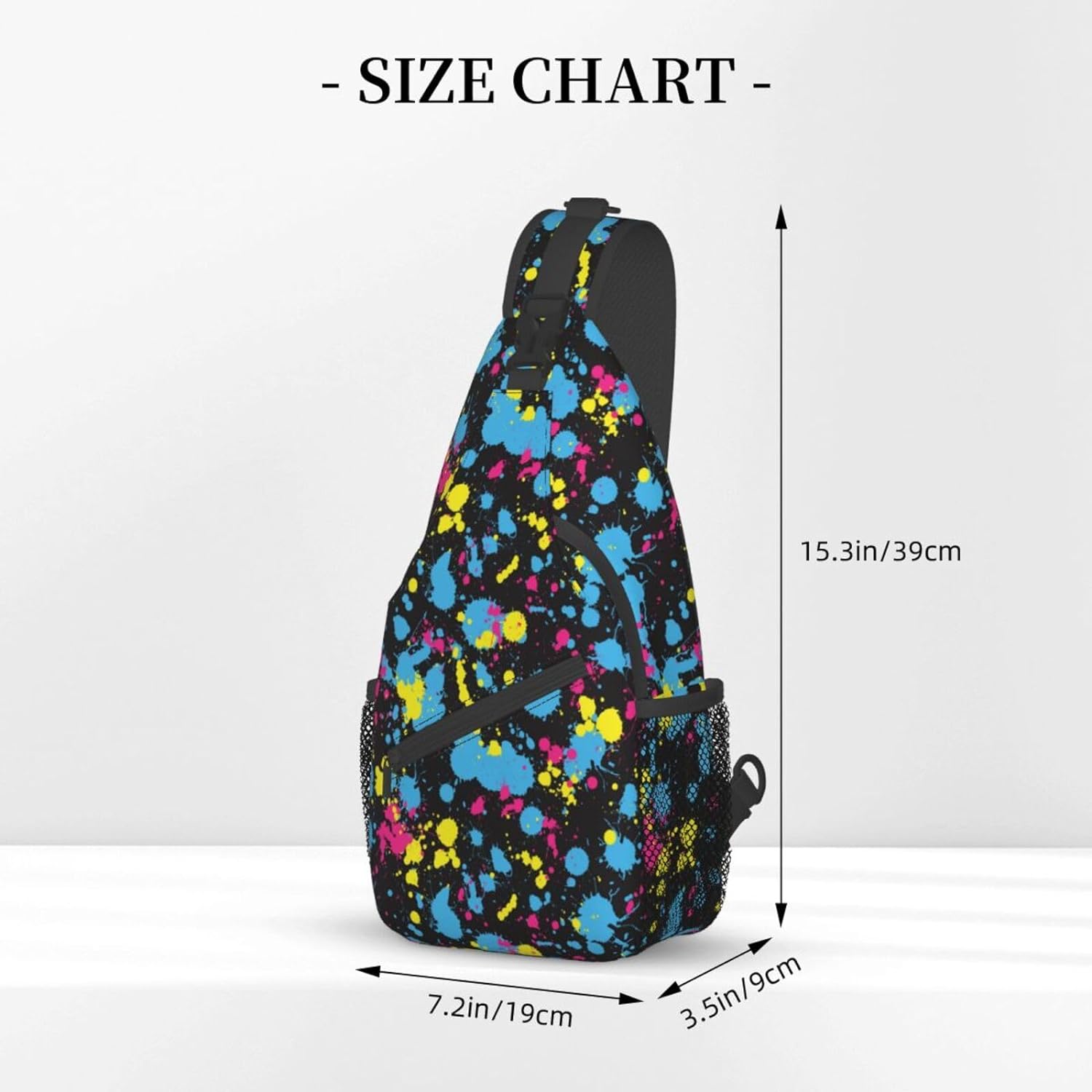 Glow in Dark Neon Splatter Sling Bag Crossbody Hiking Travel Chest Bags Backpack Shoulder Daypack for Women Men