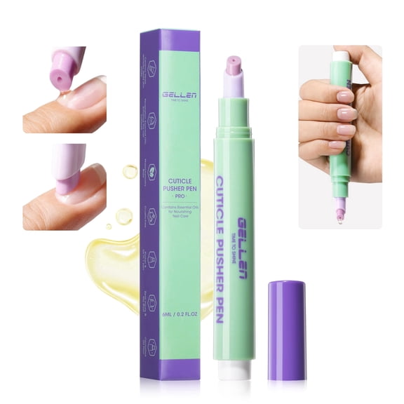 Gellen Cuticle Oil Pusher Pen, Ceramic Cuticle Remover Pen, Refillable Nail Oil Pen, Nail Care Pen for Hangnails & Dry Nails, Nourish & Strengthen Nails, Easy & Mess-Free Cuticle Pusher Manicure Tool