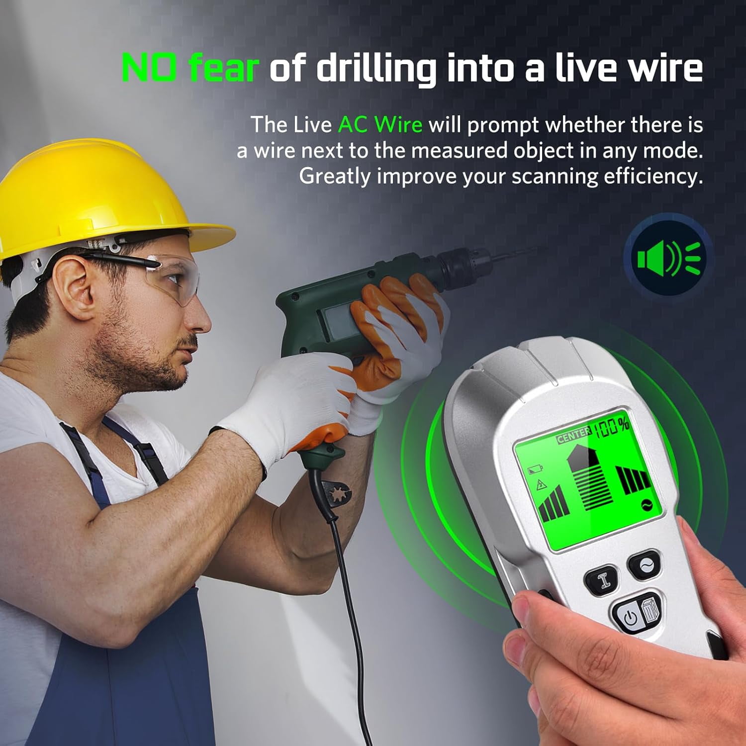 Stud Finder Wall Scanner - Stud Wall Detector 6 in 1 Scanner Sensor Beam Finder with Upgraded Smart Sensor HD LCD Display for The Center and Edge of Wood, AC Wire, Metal and Studs Detection