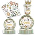 thumbnail image 1 of wonima02 Safari Party Supplies, Baby Shower Plates and Napkins Set, Jungle Oh Baby Paper Plates, Cups, Napkins and Cutlery for Safari Birthday Decorations, Baby Shower, Jungle Themed Parties Serves 24, 1 of 1