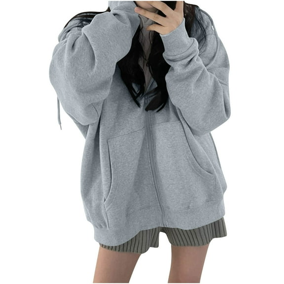 Kaemgyyd Hoodies for Women Jacket Lightweight Warm Hooded Sweatshirt Casual Solid Color Zipper Coat for Gym Running Athletic