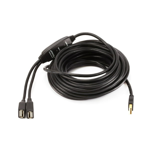 Monoprice 2 Port USBA to USBA Female 2.0 Extension Cable Active, Repeater, Black, 32ft