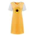 thumbnail image 3 of Wycnly Sundresses for Women Short Sleeve V-Neck Sunflower Print Mini Dresses Sexy Lace Trim Swing Tunic Tshirt Short Sun Summer Dress Yellow s Clothes, 3 of 3