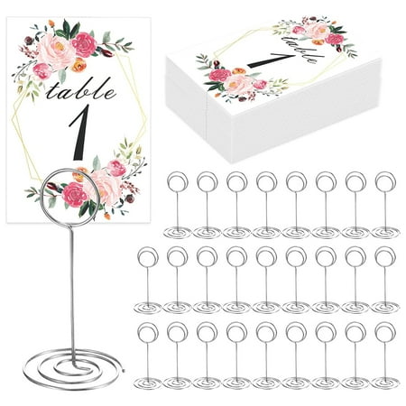 

26 PCS Table Number Holder - Table Card Holder Stand Wire Photo Holder