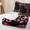 thumbnail image 4 of Erosebridal Bling Glitter Print Bow Letter T Monogrammed Quilt Full for Teens Girls,Vintage Gradient Leopard Print Full Bedspread Sets, 4 of 7