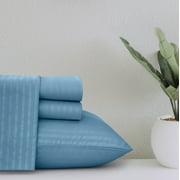 Lux Decor Collection Bed Sheets - 4 Piece Queen Size Sheets, Brushed Microfiber 16 Deep Pocket Bedding Sheets & Pillowcases - Blue