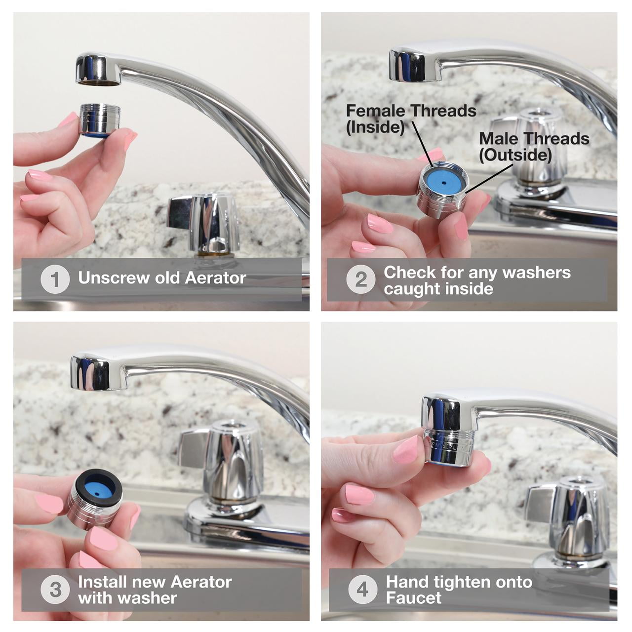 (3 pack) Danco 1.5 GPM Dual Thread Water-Saving Aerator in Chrome (10476)
