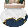 thumbnail image 2 of Navy Blue Gold Marble Round Area Rug 5ft, Modern Abstract Marble Crack Texture Washable Non-Slip Circle Rugs for Bedroom Living Room Kitchen, Soft Low Pile Carpet for Dining Room Playroom Nursery, 2 of 9