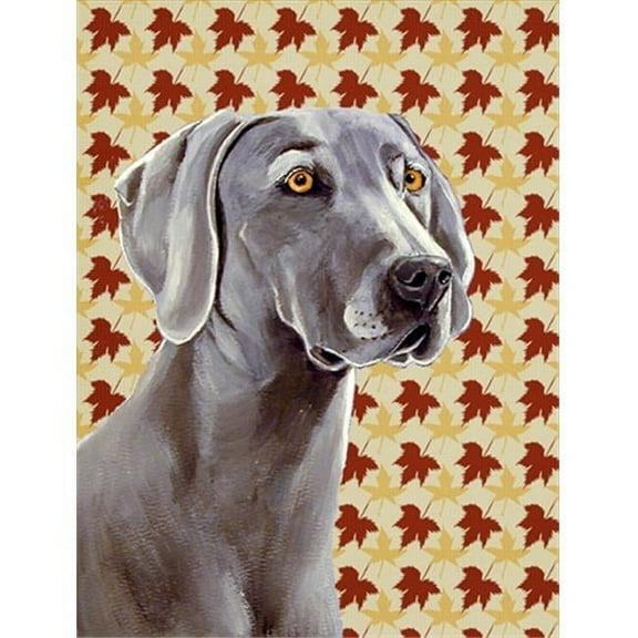 11 x 15 In. Weimaraner Fall Leaves Portrait Flag, Garden Size