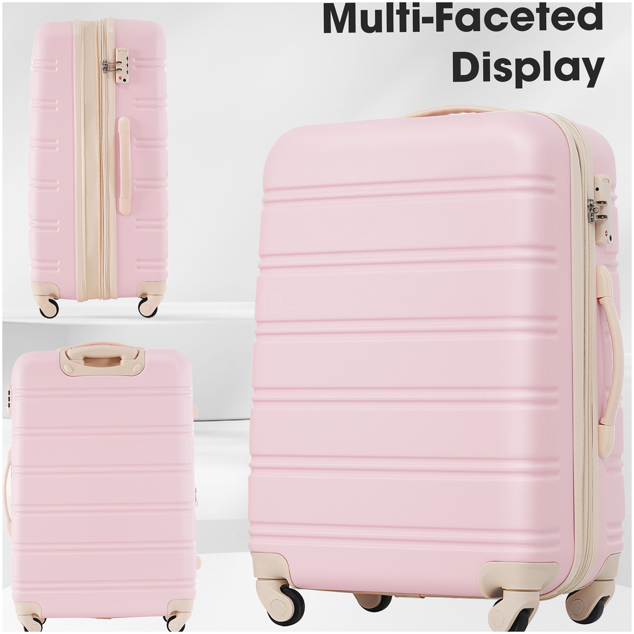 Expandable Light Pink 3-Pc Hardside Spinner Luggage Set with TSA Lock