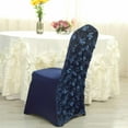 thumbnail image 3 of BalsaCircle Navy Blue Satin Raised Roses Spandex Stretchable Banquet Solid Chair Covers Slipcovers, 3 of 8