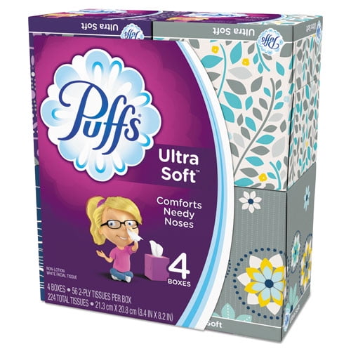 Ultra Soft Facial Tissue, 2-Ply, White, 56 Sheets/box, 4 Boxes/pack | Bundle of 2 Packs