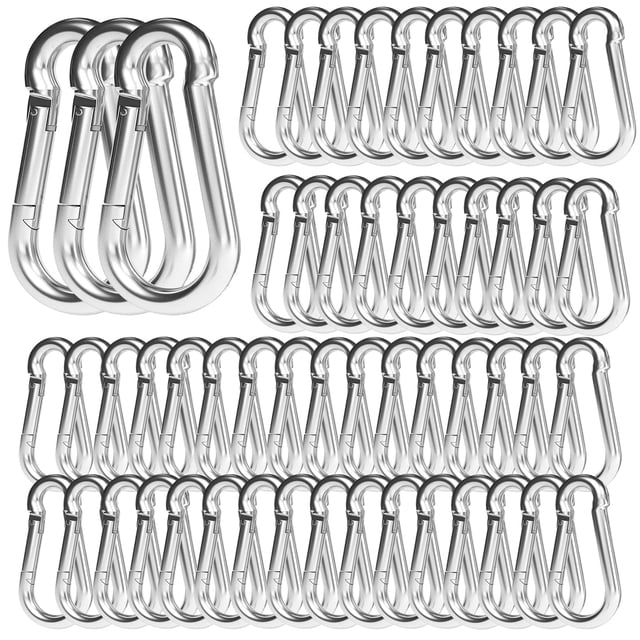 100PCS 3" Heavy Duty Spring Snap Hook, M8 5/16" Galvanized Steel Snap Hook Carabiner Quick Link Carabiner Clip, 500LBS Holding Capacity Quick Link Ke