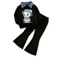thumbnail image 1 of Caqnni Girl Trendy Comfort Set Cozy Polo Lightweight Pullover Sweatshirt and Flowy Flare Pants Perfect for Spring and Fall Seasons(Light Blue,3-4 Years), 1 of 7