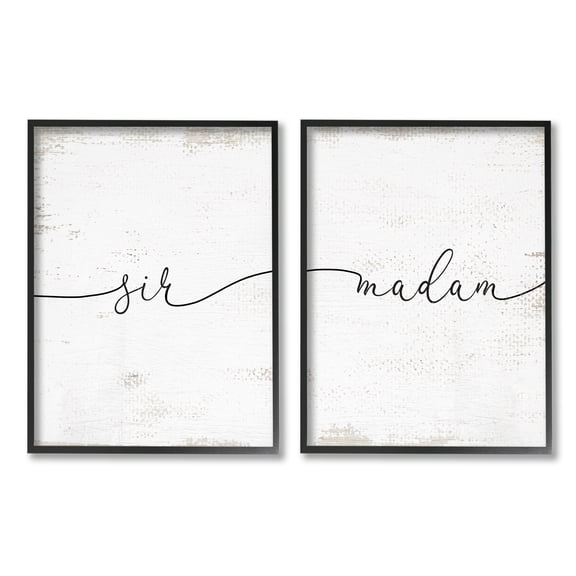 Stupell Industries Charming Madam & Sir Calligraphy Simple Rustic Motif Framed Wall Art, 24 x 30, Design by Lil' Rue