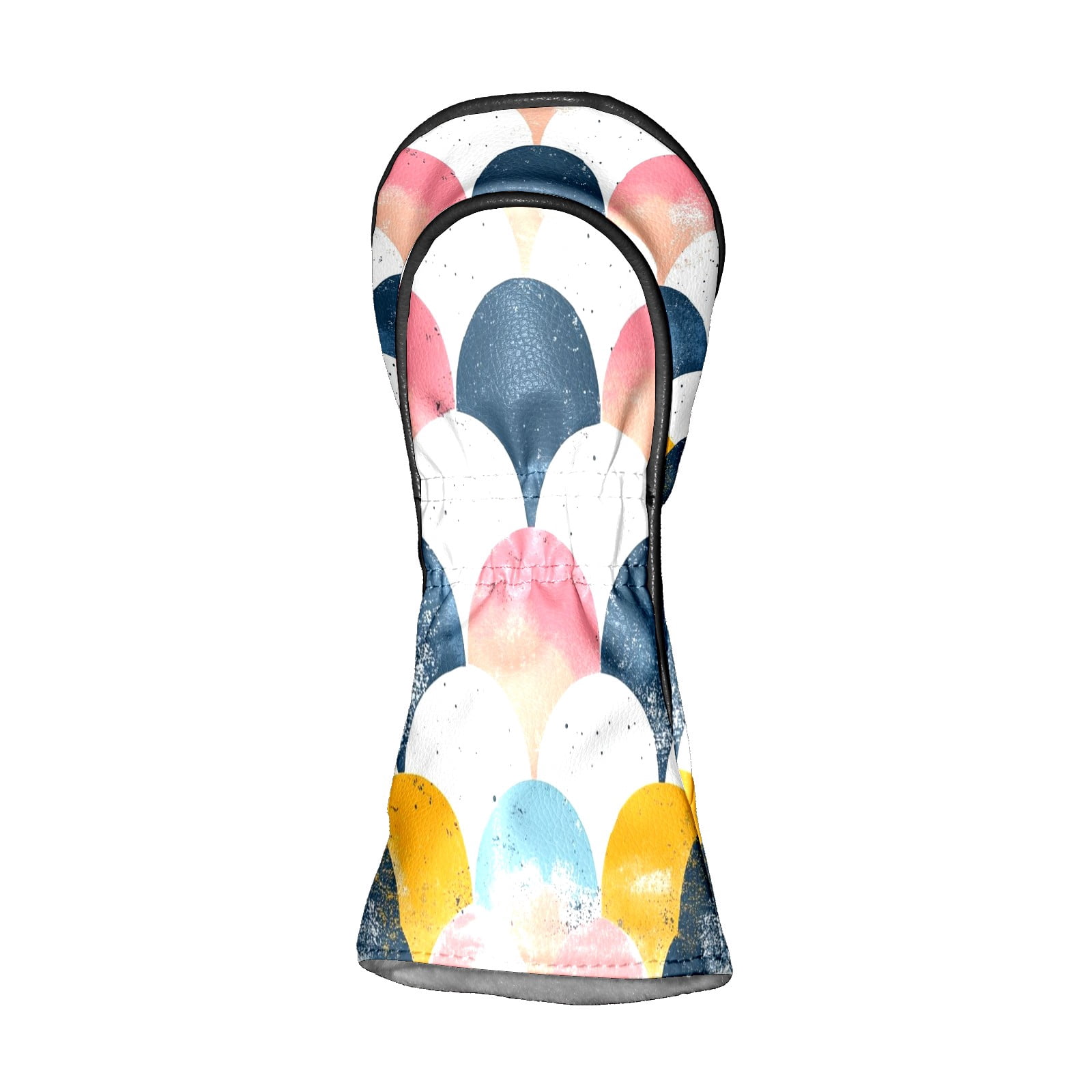 Golf Club Covers PU Leather Waterproof Head Covers for Fairway Woods Hybrids Fish Scale Pattern Unisex Fits Most Brands