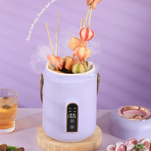 Mini Rice Cooker Efficient Heating Insulated Portable Multifunction Soup Porridge Stewpot for Home Office Dorm Purple