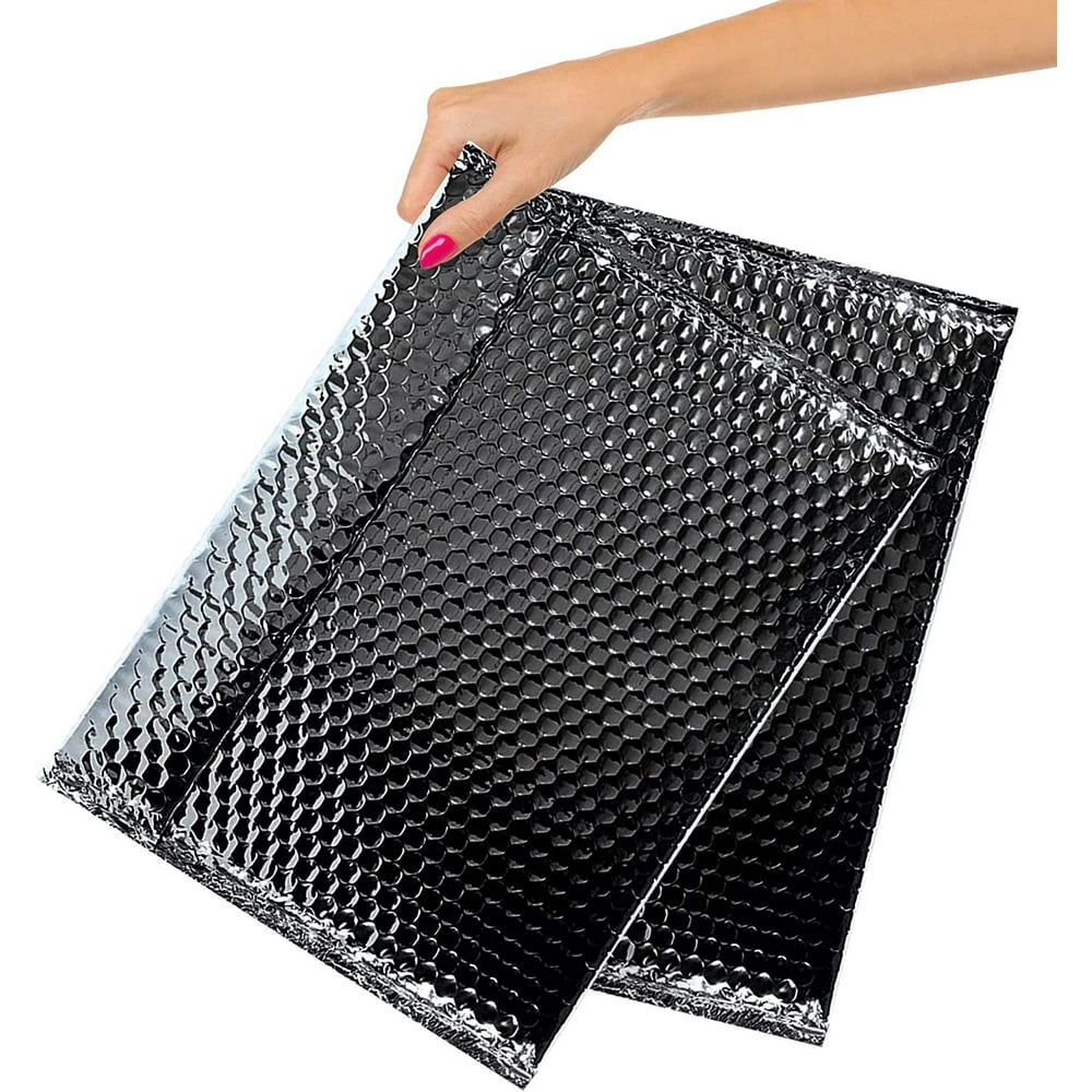 Pack of 10 Metallic Black Bubble Mailers 13 x 10.5. Black Padded