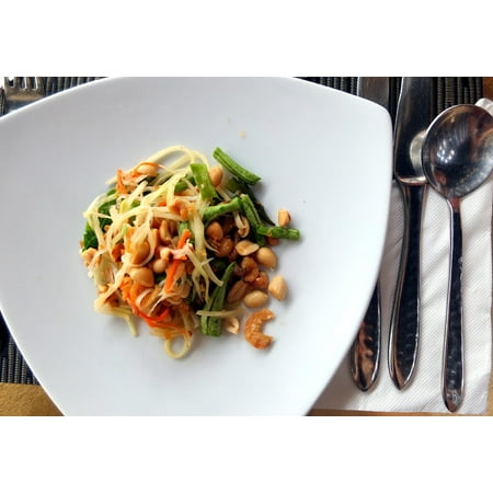 Canvas Print Salad Asian Papaya Thailand Thai Food Healthy Stretched Canvas 10 x
