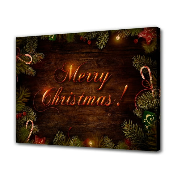 Merry Christmas with Candy Canes and Ornaments Canvas Poster Bedroom Decor Sports Landscape Office Room Decor Gift,Frame-style,12x18inch(30x45cm)