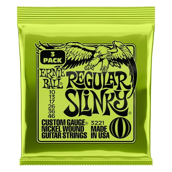 Ernie Ball Regular Slinky Nickel Wound Electric Guitar Strings 10-46 Gauge - 3 Pack