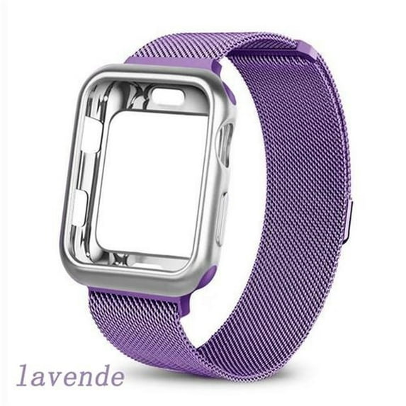 BRADCET 1/2Pack Magnetic Metal Band and Case for Apple Watch Bands 38mm 42mm 40mm 44mm Soft TPU Bumper Cover Protector with Stainless Steel Mesh Strap Milanese Loop for iWatch Series SE 6 5 4 3 2 1