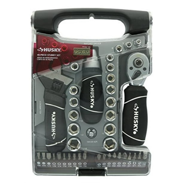 husky stubby 46 piece ratchet and wrench set w/ drive sockets