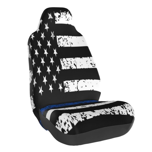 Lsque Thin Blue Line Flag Pattern Car Seat Covers for Front Seats , Waterproof Seat Covers for Cars, Sporty Front Seat Covers,Car Seat Cover Protector Front Seats