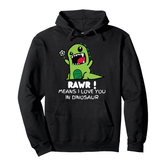Men's Hoodie, Casual cute dinosaur T-Rex with flowers,Long Sleeve Sweater, Loose Fit