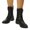 Black, variant on Vintage Leather Mid-Calf Boots for Women, Retro Lace-Up Combat Booties with Side Zipper and Cap Toe, ClassicStyle Boots for Casual Daily Wear