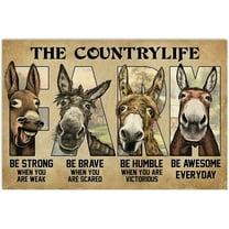 Donkey Farm Becomes A Strong Poster Metal Tin SignMetal Plaque Sign 8x12inch, Tin