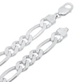 thumbnail image 2 of 10.7mm .925 Sterling Silver Diamond-Cut Flat Figaro Chain Necklace + Bracelet Set, 20 inches, 2 of 7