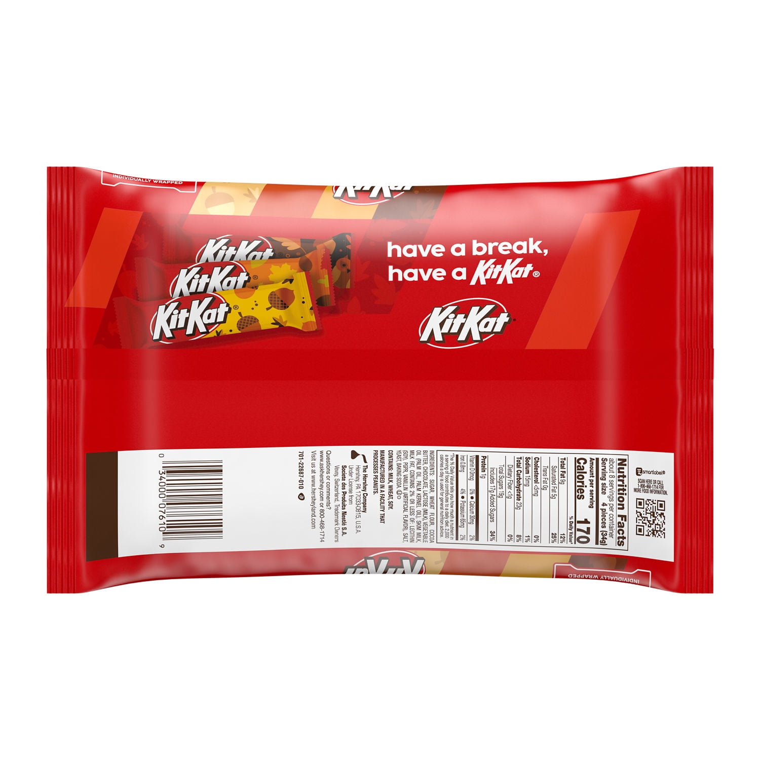 (4 pack) KIT KAT® Miniatures Milk Chocolate Wafer, Halloween Candy Bag, 10 oz