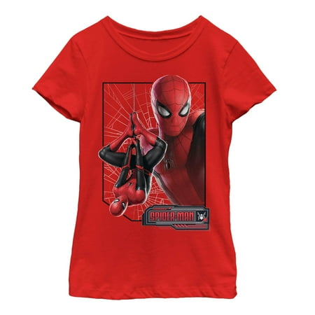 Web Red Shirt - Marvel Girls' Spider-Man: Far From Home Web Frame T-Shirt