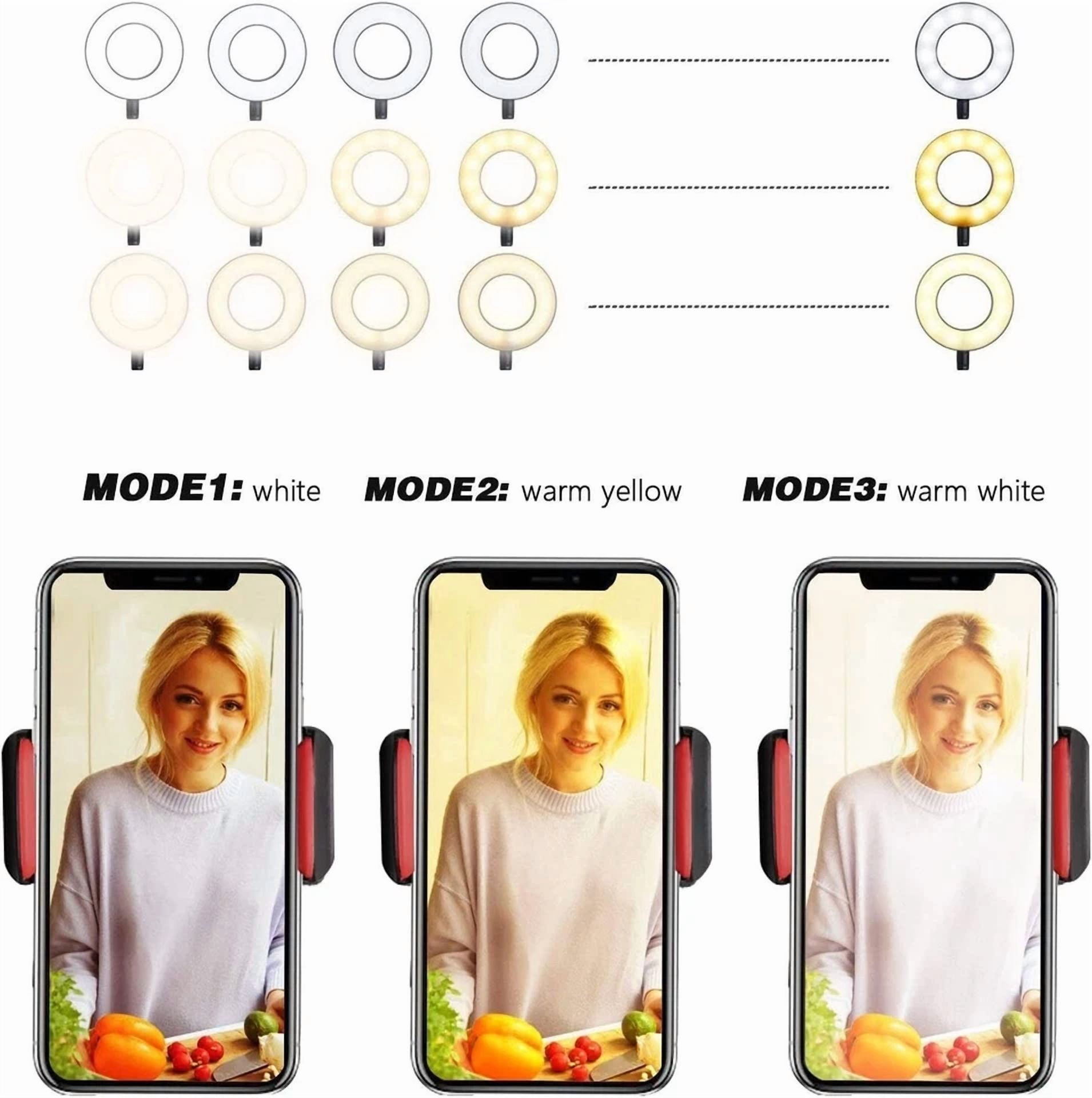 CIRCLE- Selfie Ring Light with Cell Phone Holder Stand for Live Stream/Makeup, Clip on,