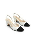 thumbnail image 6 of BURUDANI Women Slingback Low Chunky Heels Pumps Ankle Strap Cap Toe Pumps Shoes WHITE Size 7, 6 of 8