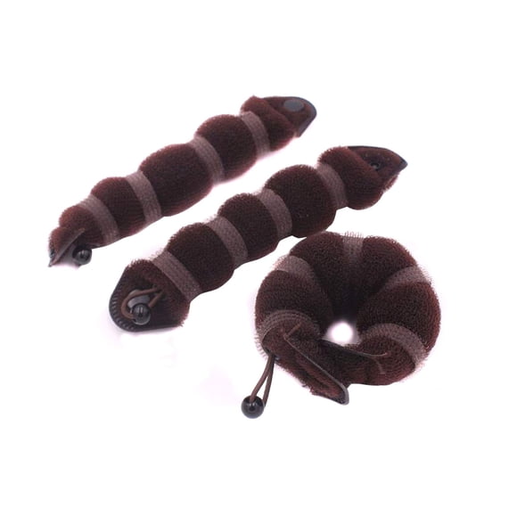 ASTRQLE Juego de 3 estilizadores mágicos para peinar el cabello caliente Donut Bun Ring Styler Maker (1 grande+2 pequeños) (marrón)