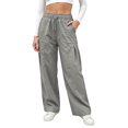 thumbnail image 2 of Women's Wide Leg Pants - Lightweight Pleated Casual Long Trousers - Loose Elastic Waist Drawstring Outdoor Running Pants with Pockets, 2 of 9