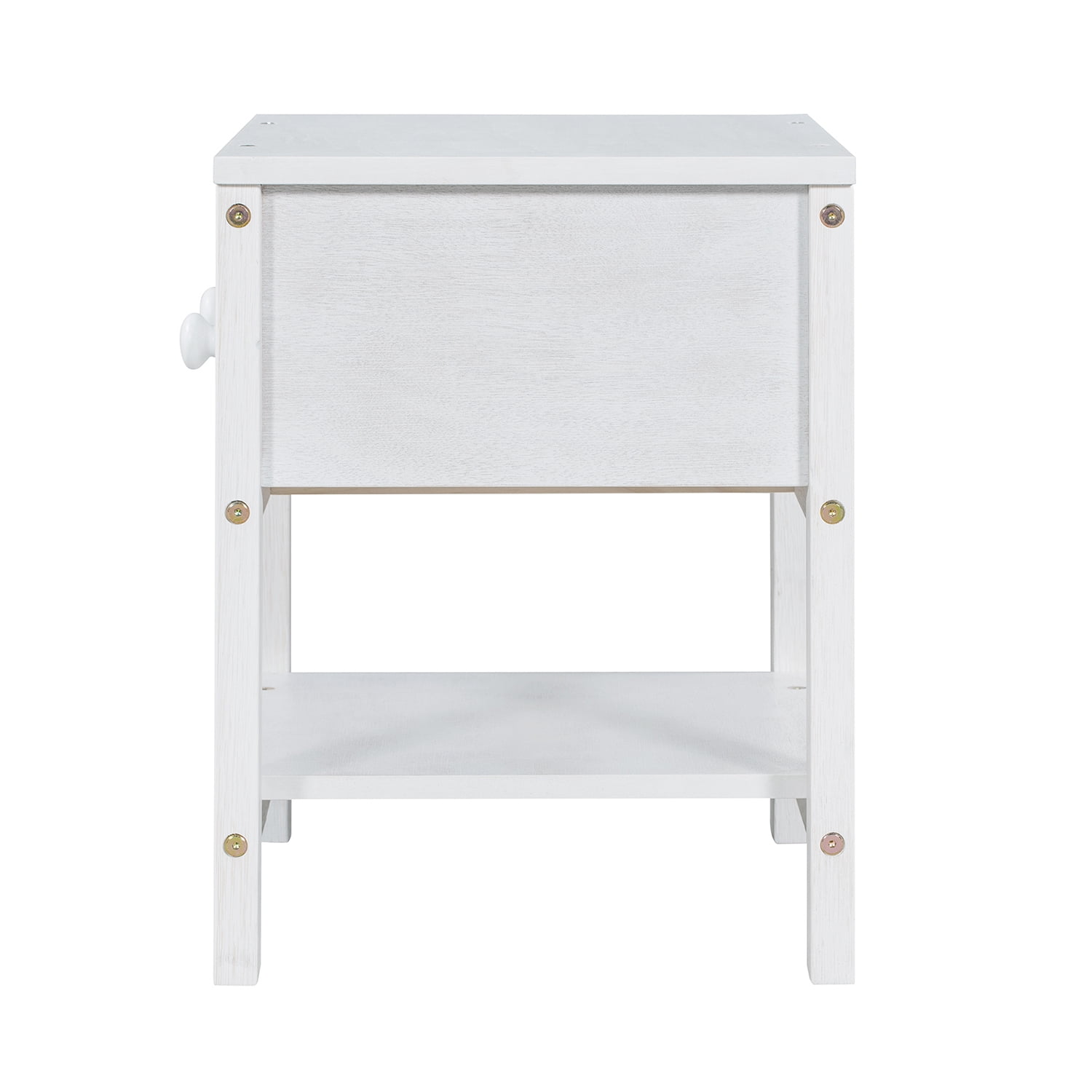 Resenkos Modern Set of 2 Nightstand with Drawer and Shelf, Bedroom Wood Bedside Table, Brushed White
