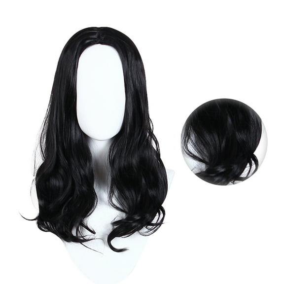 Vocoste Halloween Wigs for Women 22" Black Curly Wig with Wig Cap Medium Long Hair
